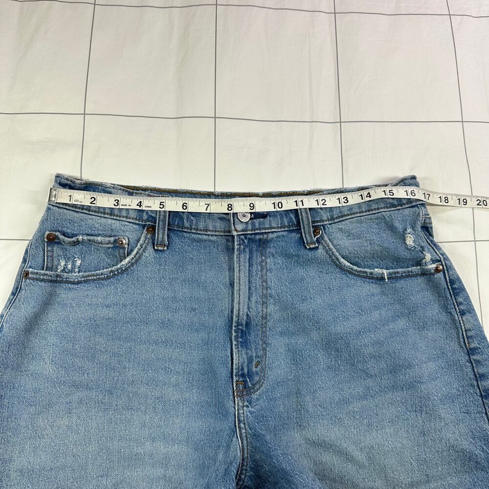 Abercrombie & Fitch Shorts Womens 32 Blue Dad High Rise Curve Love Raw Hem Denim - Picture 6 of 11